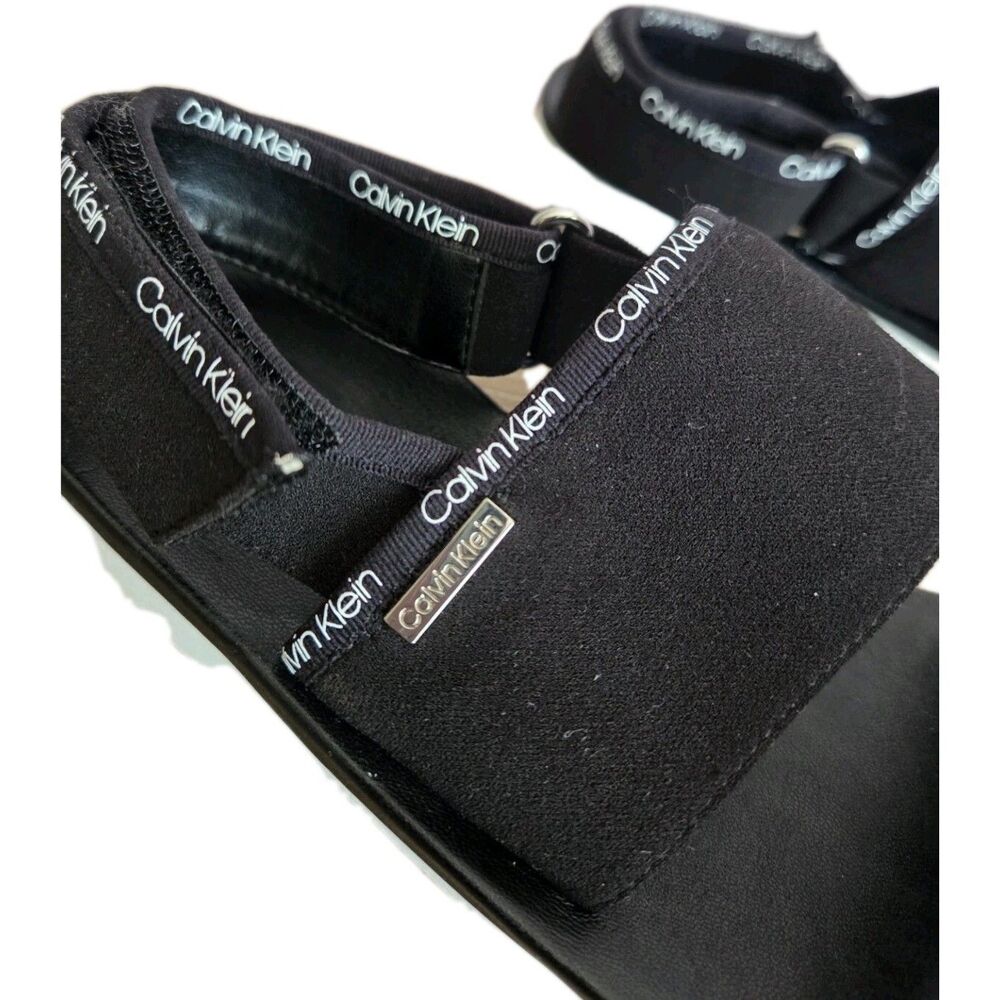 Calvin Klein Zona Women's Black Sandals 6.5 White Comfort Summer Shoe - Picture 3 of 7